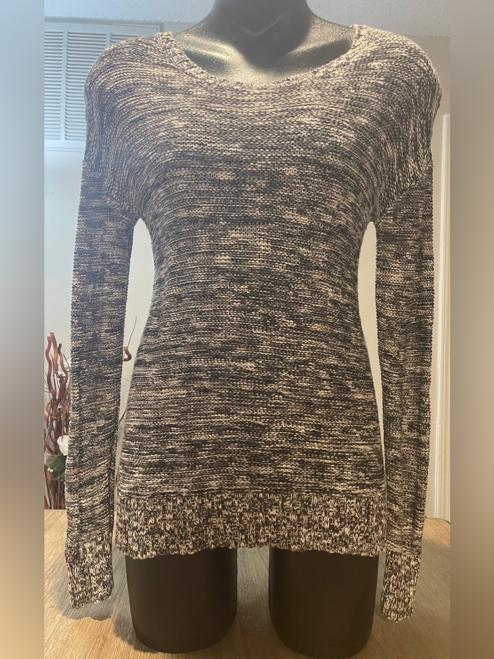 Mudd Black and White Marled Knit Sweater, Size Small